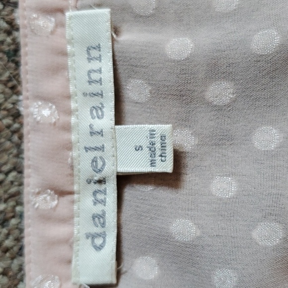 Daniel Rainn Dusty Rose Swiss Dot Crochet Bib Sheer Top Size Small - Picture 11 of 15